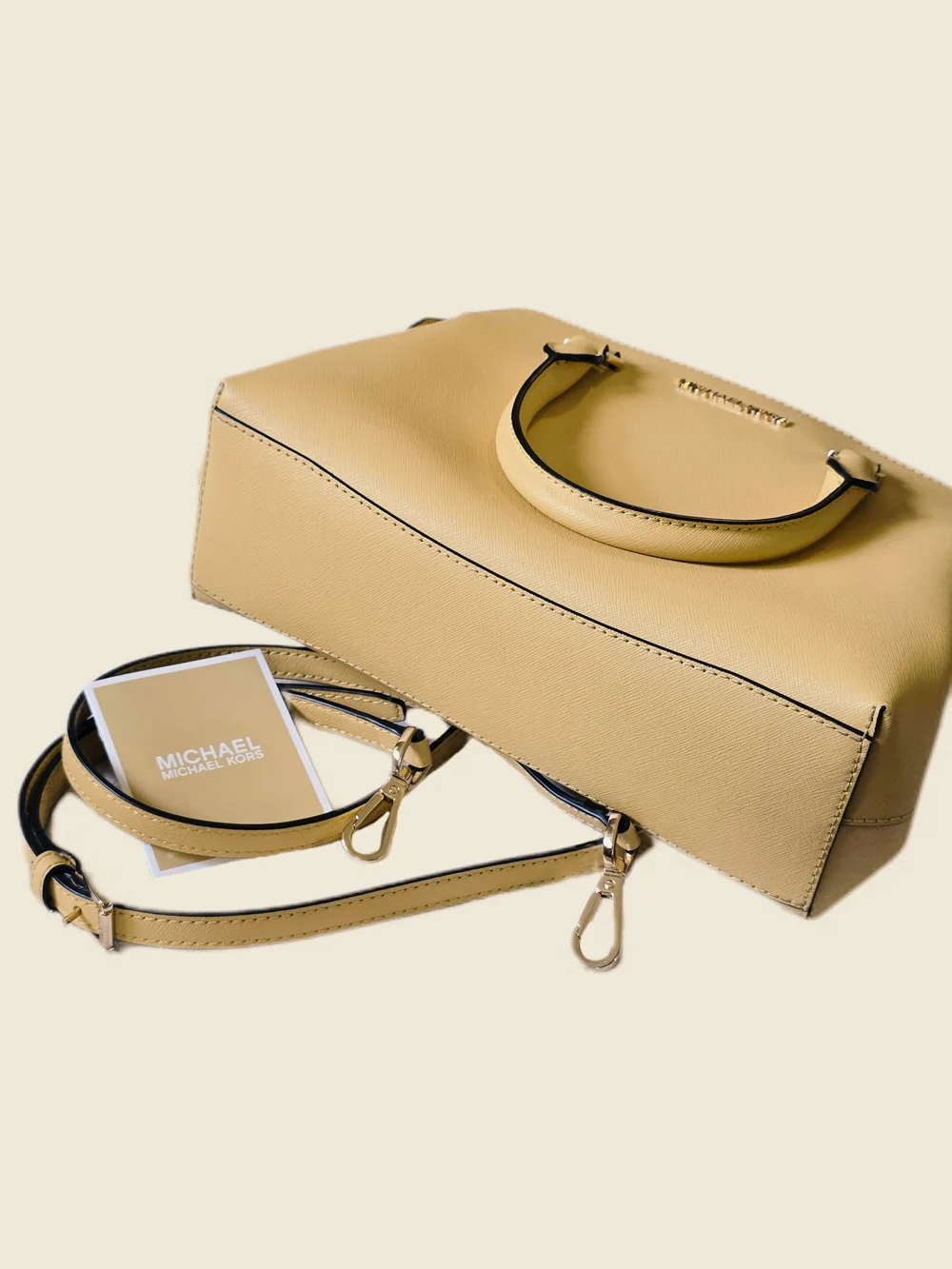 Michael Kors Yellow Idina Saffiano Leather Crossbody Purse Gold Hardware NWOT